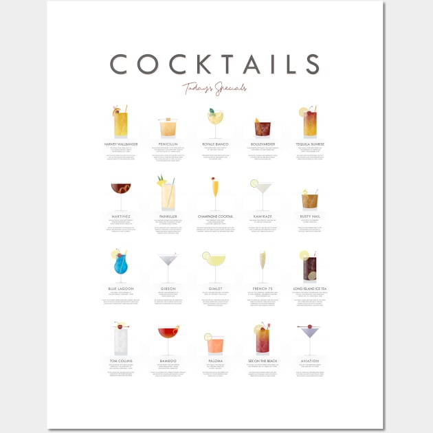 Cocktails Todays Specials Wall Art by Dennson Creative